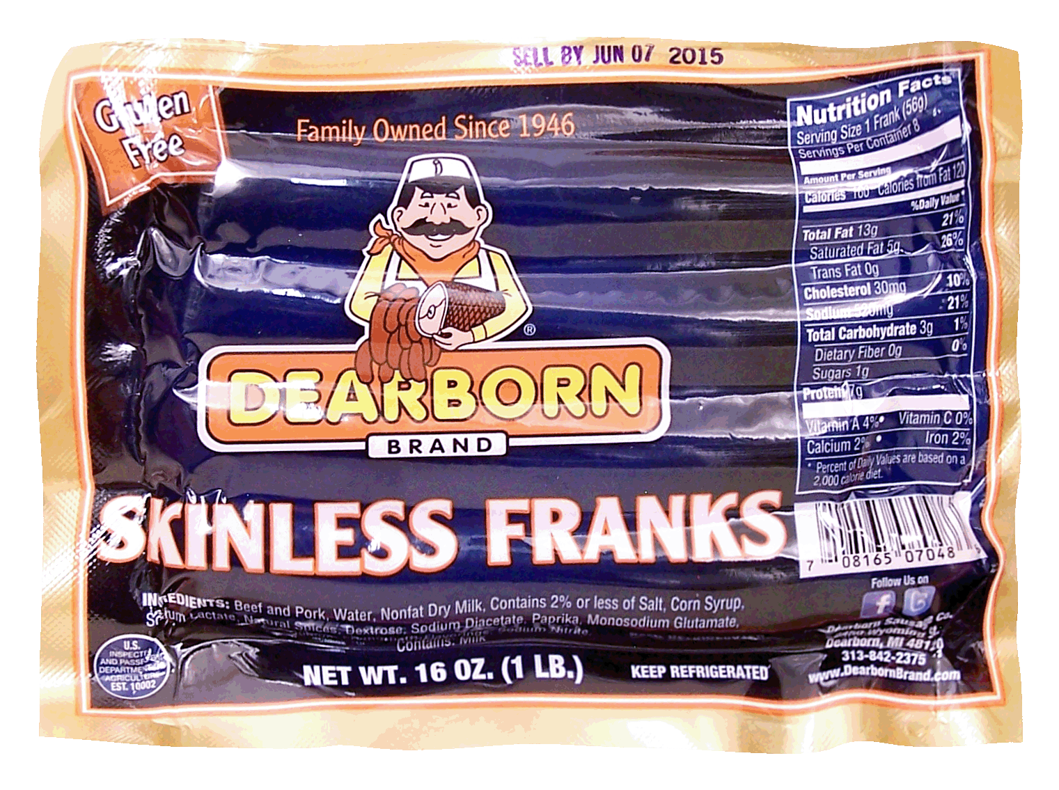 Dearborn  skinless franks, 8-count Full-Size Picture